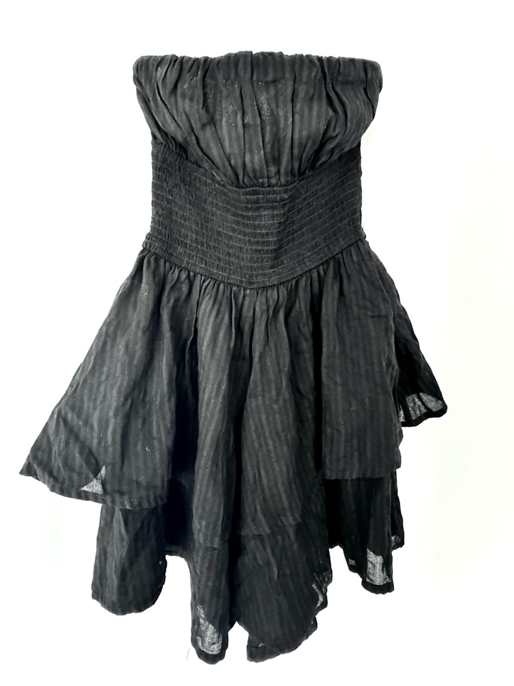 Strapless Black Ruffled Summer Dress